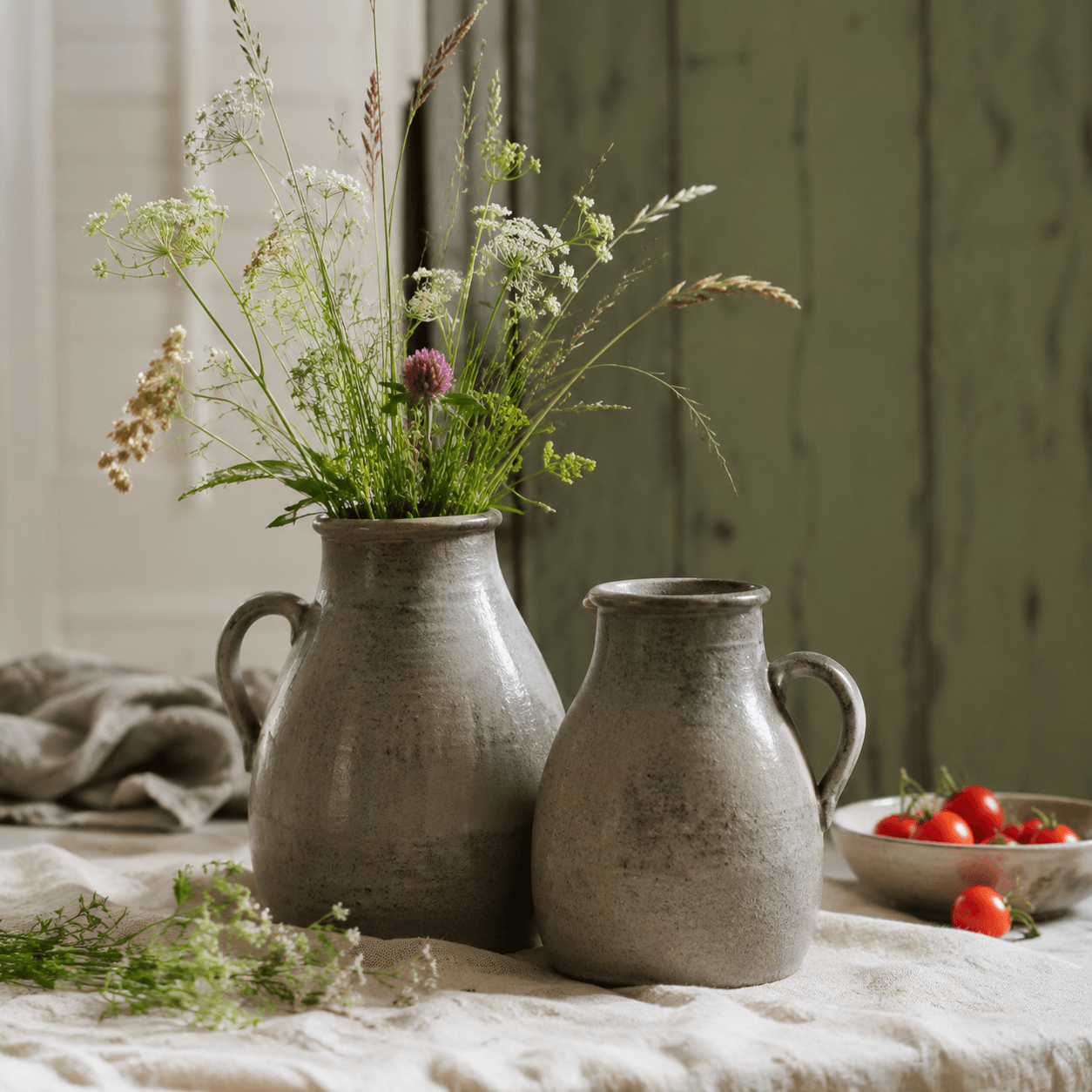 Old Stone Jug Pair